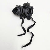 la fleur camellia 定価11550円 L-B0707 バラ コサージュ ブローチ クロ レディース ラフルール【中古】6-0615G◎