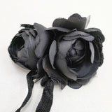 la fleur camellia 定価11550円 L-B0707 バラ コサージュ ブローチ クロ レディース ラフルール【中古】6-0615G◎