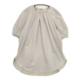 qualite トリコットスェードカットソー 定価20900円 タック ブラウス 日本製 サイズF 半袖Ｔシャツ カットソー ライトベージュ レディース カリテ【中古】6-0909S△