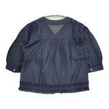 mina perhonen valoa 定価52800円 abs1247 38 コットンシルク フリル シアー ブラウス シャツ ネイビー レディース ミナペルホネン【中古】6-0616S♪