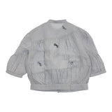 mina perhonen choucho 定価60500円 acs1303 チェック バンドカラー ラミーコットンシルク ブラウス シャツ 24SS ネイビー ホワイト レディース ミナペルホネン【中古】6-0616S♪