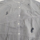 mina perhonen choucho 定価60500円 acs1303 チェック バンドカラー ラミーコットンシルク ブラウス シャツ 24SS ネイビー ホワイト レディース ミナペルホネン【中古】6-0616S♪