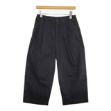 mizuiro-ind リネン混 タックパンツ ワイドパンツ 日本製 サイズ2 クロップドパンツ ブラック レディース ミズイロインド【中古】6-0909M△