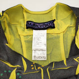 M&KYOKO 佐藤繊維 日本製 KAI545B Vネック プリーツ Ｔシャツ カットソー チャコールグレー イエロー レディース エムアンドキョウコ【中古】6-0707S♪