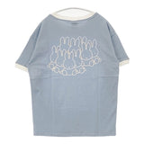 miffy 新品 65周年 刺繍 バックプリント コットン サイズF 半袖Ｔシャツ カットソー ライトブルー ホワイト レディース ミッフィー【中古】6-0627S△
