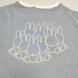 miffy 新品 65周年 刺繍 バックプリント コットン サイズF 半袖Ｔシャツ カットソー ライトブルー ホワイト レディース ミッフィー【中古】6-0627S△
