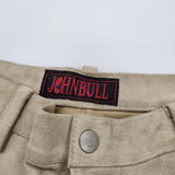 Johnbull スウェードハーフパンツ 牛革 スエード サイズ34 ショートパンツ ハーフパンツ ショーツ ベージュ メンズ ジョンブル【中古】6-0630S♪