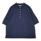 LACOSTE リブスタンドカラー5分袖ポロシャツ 鹿の子 定価17600円 コットン サイズ38 ポロシャツ ネイビー レディース ラコステ【中古】6-0627S△