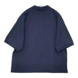 LACOSTE リブスタンドカラー5分袖ポロシャツ 鹿の子 定価17600円 コットン サイズ38 ポロシャツ ネイビー レディース ラコステ【中古】6-0627S△