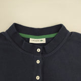 LACOSTE リブスタンドカラー5分袖ポロシャツ 鹿の子 定価17600円 コットン サイズ38 ポロシャツ ネイビー レディース ラコステ【中古】6-0627S△