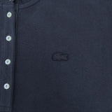 LACOSTE リブスタンドカラー5分袖ポロシャツ 鹿の子 定価17600円 コットン サイズ38 ポロシャツ ネイビー レディース ラコステ【中古】6-0627S△