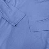 mizuiro-ind コットン ハイネックプルオーバー シアー シースルー 長袖Ｔシャツ カットソー ロンＴ ブルー レディース ミズイロインド【中古】6-0830M∞
