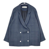 GOLDEN GOOSE イタリア製 サイズS ダブルボタン チェック コットンシルク テーラードジャケット ネイビー レディース ゴールデングース【中古】6-1017M∞