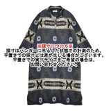 Plantation PL43FH220 ウール混 日本製 製品洗い 総柄 ワンピース グレー ネイビー レディース プランテーション【中古】6-0905M∞