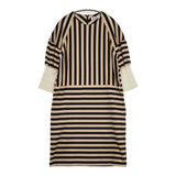 JIL SANDER イタリア製 サイズ34 コットン ボーダー 切替 ワンピース ベージュ ブラック レディース ジルサンダー【中古】6-0905M∞
