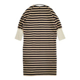 JIL SANDER イタリア製 サイズ34 コットン ボーダー 切替 ワンピース ベージュ ブラック レディース ジルサンダー【中古】6-0905M∞