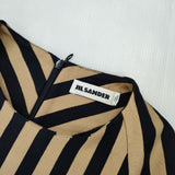 JIL SANDER イタリア製 サイズ34 コットン ボーダー 切替 ワンピース ベージュ ブラック レディース ジルサンダー【中古】6-0905M∞