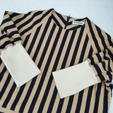JIL SANDER イタリア製 サイズ34 コットン ボーダー 切替 ワンピース ベージュ ブラック レディース ジルサンダー【中古】6-0905M∞