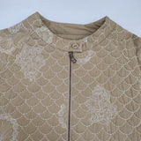 LOISIR コットンリネンキルティング風刺繍ノーカラージャケット 定価61600円 ブルゾン ベージュ レディース ロワズィール【中古】6-0727M∞