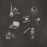 Emago 起毛ツイル ノーカラージャケット刺繍 羽織り 定価24530円 ジャケット 25AW ブラック レディース イマゴ【中古】6-0905M∞