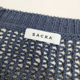 sacra リネンコットンメッシュカーディガン 124133083 サイズ38 カーディガン ネイビー レディース サクラ【中古】6-0906M◎