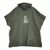 β ロゴキャット刺繍 プルオーバーパーカー サイズ9 半袖 半袖Ｔシャツ カットソー カーキ レディース ベータ【中古】6-0626S♪