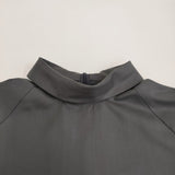 COMME CA TALLサイズ フルダルスパンマイクロピーチブラウス 定価23100円 ロールカラー ブラウス シャツ グレー レディース コムサ【中古】6-0616M♪