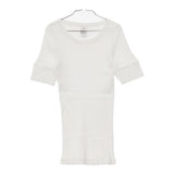 HYKE リブ クルーネック コットン100％ 日本製 半袖Ｔシャツ カットソー ホワイト レディース ハイク【中古】6-0627S△
