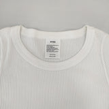 HYKE リブ クルーネック コットン100％ 日本製 半袖Ｔシャツ カットソー ホワイト レディース ハイク【中古】6-0627S△