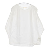LIMI feu ドット ギャザー シアー ノースリーブ コットン 日本製 サイズS ブラウス シャツ ホワイト レディース リミフゥ/Yohji【中古】6-0627S△