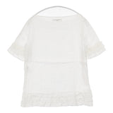 UNITED ARROWS リネン フリル ティアード ボートネック サイズ38 ブラウス シャツ ホワイト レディース ユナイテッドアローズ【中古】6-0627S△