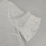 UNITED ARROWS リネン フリル ティアード ボートネック サイズ38 ブラウス シャツ ホワイト レディース ユナイテッドアローズ【中古】6-0627S△
