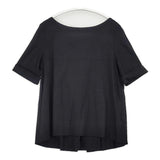 J&M Davidson ボートネック バックタック コットン 日本製 サイズ8 半袖Ｔシャツ カットソー ブラック レディース ジェイアンドエムデヴィッドソン【中古】6-0627S△