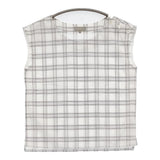MARGARET HOWELL COTTON LINEN CHECK SHIRT コットンリネン 578-6151003 定価22000円 ブラウス シャツ ホワイト グレー レディース マーガレットハウエル【中古】6-0707S♪