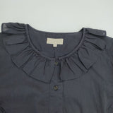 MARGARET HOWELL 578-7152001 SHEER COTTON SHIRT ラッフルフリル 定価28600円 コットン 日本製 サイズ1 半袖シャツ ネイビー レディース マーガレットハウエル【中古】6-0627S△