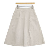 MARGARET HOWELL 578-8132002 HEAVY COTTON TWILL SKIRT タック ロングスカート ベージュ レディース マーガレットハウエル【中古】6-1003M∞
