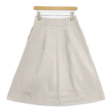 MARGARET HOWELL 578-8132002 HEAVY COTTON TWILL SKIRT タック ロングスカート ベージュ レディース マーガレットハウエル【中古】6-1003M∞