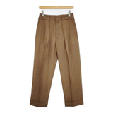 MARGARET HOWELL 578-1142002 SOFT WOOL LINEN タック スラックス 定価47300円 日本製 サイズ1 パンツ 21SS ブラウン レディース マーガレットハウエル【中古】6-0909M△