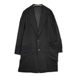 Yohji Yamamoto コットンレーヨンサイドポケット ロングジャケット テーラードジャケット ブラック レディース ヨウジヤマモト【中古】6-1009T♪