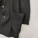 Yohji Yamamoto コットンレーヨンサイドポケット ロングジャケット テーラードジャケット ブラック レディース ヨウジヤマモト【中古】6-1009T♪