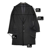 Yohji Yamamoto コットンレーヨンサイドポケット ロングジャケット テーラードジャケット ブラック レディース ヨウジヤマモト【中古】6-1009T♪