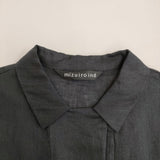 mizuiro-ind 未使用品 リネン サイドスリット ワイドシルエット シャツドレス チュニック ワンピース ブラック レディース ミズイロインド【中古】6-0616S♪