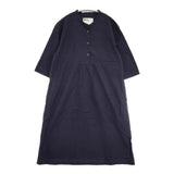 MHL. 595-8157504 DRY COTTON POPLIN バンドカラーシャツワンピース 七分袖 日本製 サイズ2 ワンピース ネイビー レディース エムエイチエル【中古】6-0909M△