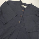 MHL. 595-8157504 DRY COTTON POPLIN バンドカラーシャツワンピース 七分袖 日本製 サイズ2 ワンピース ネイビー レディース エムエイチエル【中古】6-0909M△