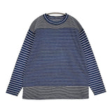 45R/45rpm クレイジー縞天竺の908オーシャンＴシャツ（インディゴ）定価24200円 長袖Ｔシャツ カットソー ロンＴ ネイビー ホワイト レディース フォーティーファイブアールピーエム【中古】6-0616M♪