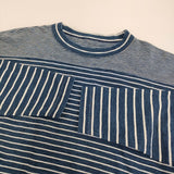 45R/45rpm クレイジー縞天竺の908オーシャンＴシャツ（インディゴ）定価24200円 長袖Ｔシャツ カットソー ロンＴ ネイビー ホワイト レディース フォーティーファイブアールピーエム【中古】6-0616M♪