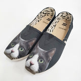TOMS × IWAGO ALPARGATA 新品 岩合光昭コラボ Black Gray Cat Print トートバッグ付き 25.5cm スリッポン ブラック レディース【中古】6-0626G♪