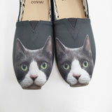 TOMS × IWAGO ALPARGATA 新品 岩合光昭コラボ Black Gray Cat Print トートバッグ付き 25.5cm スリッポン ブラック レディース【中古】6-0626G♪