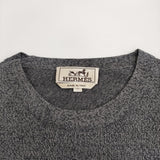 HERMES シルクウール ラインニット サイズM イタリア製 エルメスジャポン クルーネック セーター ニット グレー メンズ エルメス【中古】6-0616M♪
