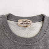 HERMES ソルド品 CAPSULE SPORT 馬具モチーフ レザーパッチ サイズM 裏起毛 スウェット グレー メンズ エルメス【中古】6-0612T♪